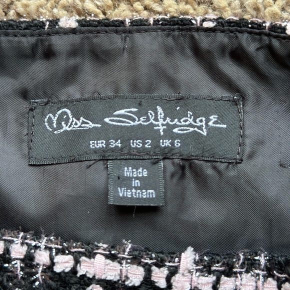 Miss Selfridge US size 2 Tweed Black Plaid Mini Skirt - Picture 2 of 3